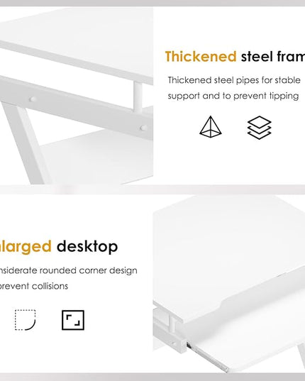 Need Rolling Computer Desk Mobile Desk Laptop Stand Desk with Sliding Keyboard for Home Office,23.6 Inches White DX-8110WT-ND - LeafyLoom