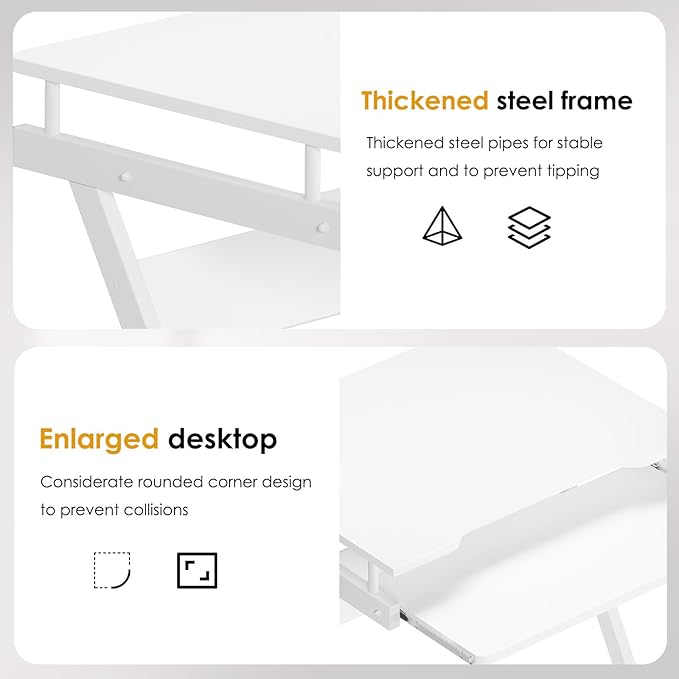 Need Rolling Computer Desk Mobile Desk Laptop Stand Desk with Sliding Keyboard for Home Office,23.6 Inches White DX-8110WT-ND - LeafyLoom