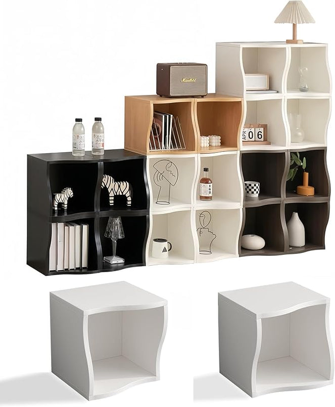 DIY Bookcase, 2 Cube Storage Organizer, Stackable Modular Book Shelf for Bedroom, Living Room, Office, Closet - LeafyLoom