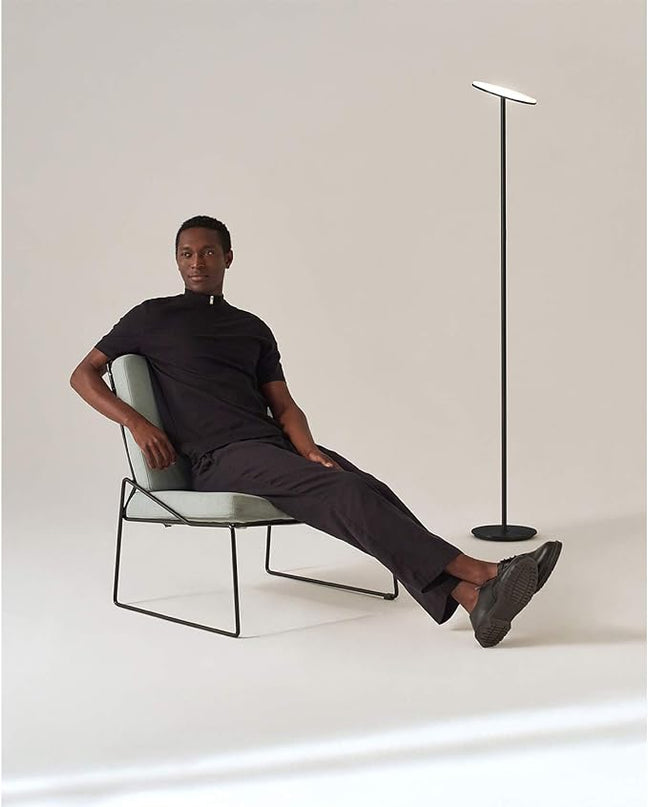 Brightech Sky LED Torchiere Super Bright Floor Lamp - Contemporary, High Lumen Light for Living Rooms & Offices - Dimmable, Indoor Pole Uplight for Bedroom Reading - Black - LeafyLoom