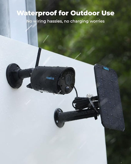 REOLINK 2K 3MP Solar Security Camera, Wireless Home Security Camera Outdoor Indoor, IR Night Vision, Human/Car Detection, 2.4G WiFi, Local Storage, No Monthly Fee, Support Home Hub, Argus Eco+SP Black REOLINK