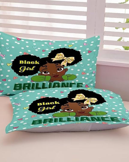 Black Girl Comforter Set Queen for Kids Teens Youth,Black Girl Magic Bedding Set,African American Girl Inspirational Quotes Comforter Set,Black Princess Bed Bedroom Set - LeafyLoom