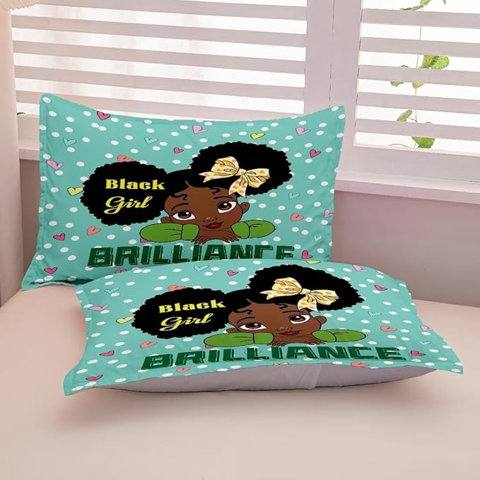 Black Girl Comforter Set Queen for Kids Teens Youth,Black Girl Magic Bedding Set,African American Girl Inspirational Quotes Comforter Set,Black Princess Bed Bedroom Set - LeafyLoom