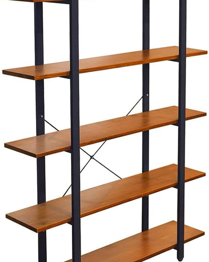 CONSDAN Industrial Bookshelf, USA Grown Hardwood, Real Wood Bookshelves, Modern Open Rustic Bookcase, Storage Shelf, Display Shelf, Poplar Solid Wood-5 Tier Shelf - LeafyLoom