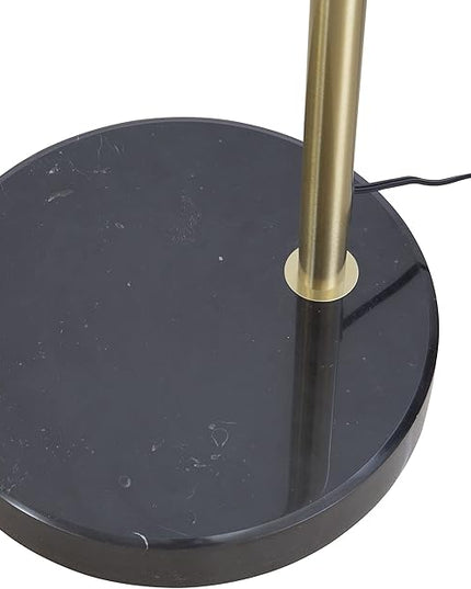Modern 81" Arc X-LARGE Tall Living Room-Stand Up Arching Drum Shade Large Floor Lamp with Real Marble Base for Dinning/Bedrooms-Corner Lamp for Office Lighting White/Gold (99-6938GLD) - LeafyLoom