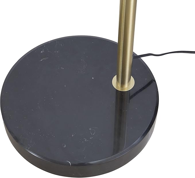 Modern 81" Arc X-LARGE Tall Living Room-Stand Up Arching Drum Shade Large Floor Lamp with Real Marble Base for Dinning/Bedrooms-Corner Lamp for Office Lighting White/Gold (99-6938GLD) - LeafyLoom