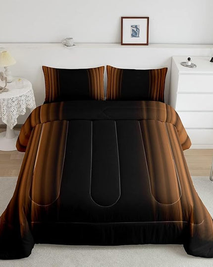 Feelyou Abstract Ombre Comforter Set Kids Teens Brown Black Bedding Set Room Decor 3Pcs King Size,Reversible Black Boys - LeafyLoom