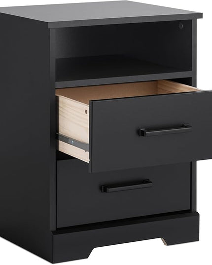 Prepac 2 Drawer Nightstand, 16.25in x 18.75in x 24.5in, Rustic Black - LeafyLoom
