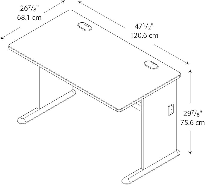 Bush Business Furniture Series A 48W Computer Desk in Natural Cherry and Slate, Small Office Table for Home or Professional Workspace - LeafyLoom