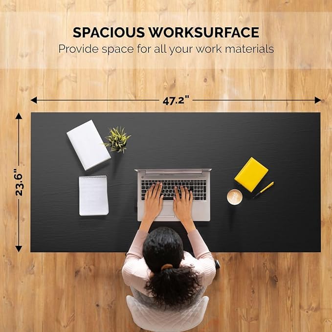 Halter Computer Desk for Home Office 47” Work Table Easy Assembly Black Desk White Frame - LeafyLoom
