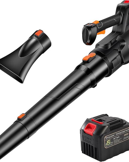 2024 Strong Power Leaf Blower Cordless, 500CFM 120MPH Leaf Blower with Battery and Charger, 20V 4.5Ah Battery Powered with Flat and Round Nozzles, for Lawn Care Yard Porch Driveway Patio Clean Snow - LeafyLoom