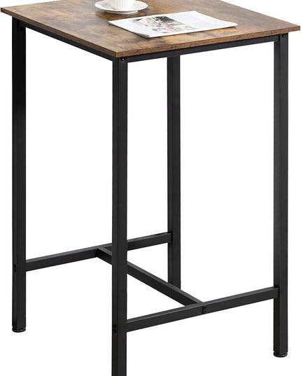 Finnhomy Bar Table, 23.6" Pub Table High Top Table, Square Bar Height Table, Counter Height Cocktail Table, Small Kitchen Table Set for 2, Breakfast for Kitchen, Living Room, Rustic Brown - LeafyLoom