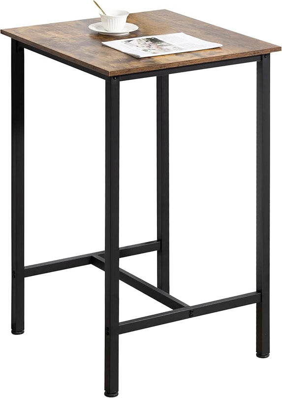 Finnhomy Bar Table, 23.6" Pub Table High Top Table, Square Bar Height Table, Counter Height Cocktail Table, Small Kitchen Table Set for 2, Breakfast for Kitchen, Living Room, Rustic Brown - LeafyLoom