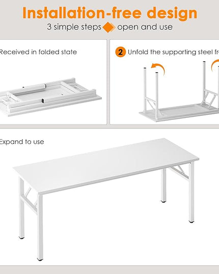 Need Computer Desk Office Desk 62 inches Folding Table with BIFMA Certification Computer Table Workstation, White AC5DW-157 - LeafyLoom