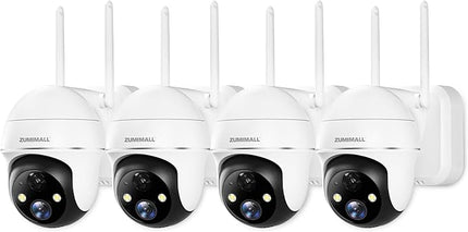 ZUMIMALL Security Cameras Wireless Outdoor- 4Packs, 2K Battery Cameras for Home Security, 2.4G WiFi Only, PIR Motion Alert/3MP Color Night Vision/2-Way Talk/IP66/Cloud Storage,Compatible with Alexa ZUMIMALL