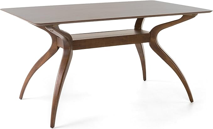 Christopher Knight Home Nissie Mid-Century Wood Dining Set with Fabric Chairs, 5-Pcs Set, Natural Walnut Finish / Light Beige - LeafyLoom