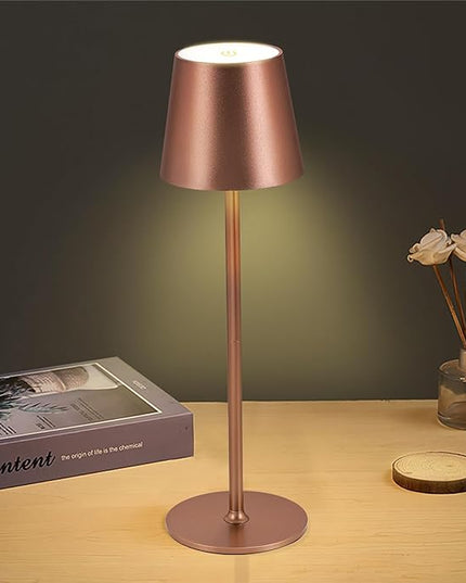 Cordless Table Lamps USB Rechargeable Simplicity Desk Lamp Built-in 4600 mAh Battery LED Battery Operated lamp with Touch Control Table lamp - Bedroom/Desk/Reading/Patio(Brown) - LeafyLoom