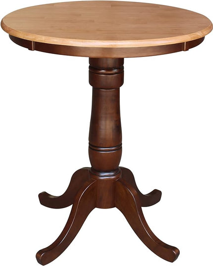 International Concepts 30" Round Top Pedestal Table, 30 in (W) x 30 in D x 34.9 in H, Cinnamon/Espresso - LeafyLoom
