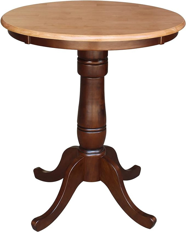 International Concepts 30" Round Top Pedestal Table, 30 in (W) x 30 in D x 34.9 in H, Cinnamon/Espresso - LeafyLoom