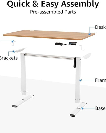 MOUNTUP Height Adjustable Electric Standing Desk Whole-Piece, 48 x 24 Inches Quick Assembly Sit Stand Desk, Stand Up Desk with Memory Controller, Ergonomic Desk, Oak - LeafyLoom