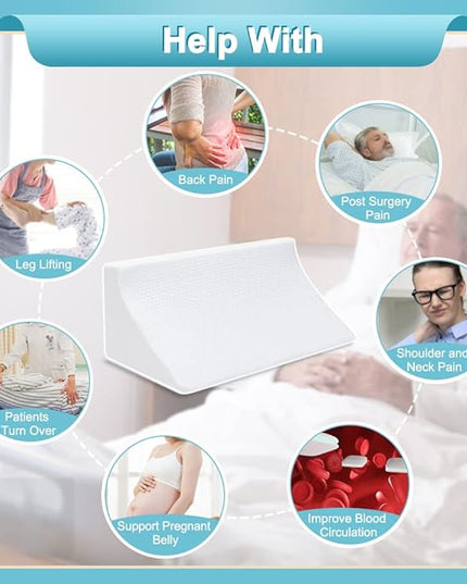 Wedge Pillow for Sleeping After Surgery Bed Body Positioners Side Sleeper Triangle Incline 30 Degree Foam Back Sore Turning Wedges Hospital Leg Elevation Pillows for Pregnancy Elderly Adults - LeafyLoom