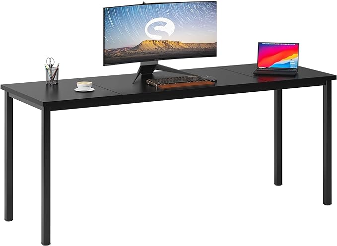 soges 70.8 Inch Stylish Computer Desk, Large Executive Office Desk, Simple Study Writing Desk, Workstation Business Furniture for Home Office, Black - LeafyLoom