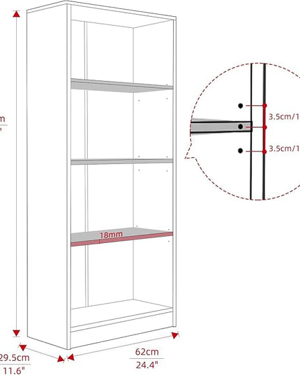Sunon 4 Shelf Wood Bookcase Freestanding Display Shelf Adjustable Layers Bookshelf for Home Office Library Small Narrow Space (White, 4-Layers) - LeafyLoom