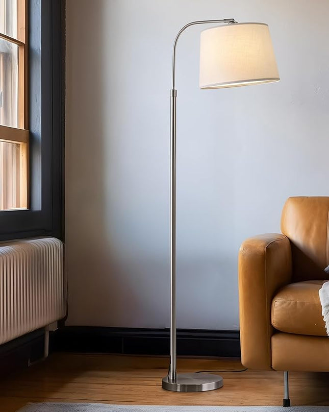 Oneach 62" Silver Floor Lamp for Living Rooms Tall Arc Standing Lamps for Bedrooms Industrial Corner Nursery Girls Kid Vintage Mid-Century Modern Reading Light Office Antique Brass Shade Lantern - LeafyLoom