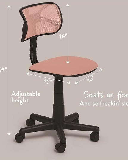 Swivel Mesh Desk Chair, Blush 21D x 21W x 34H in - LeafyLoom