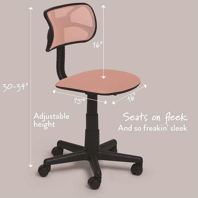Swivel Mesh Desk Chair, Blush 21D x 21W x 34H in - LeafyLoom