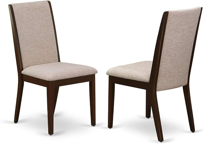 East West Furniture NDLA3-MAH-04 Norden 3 Piece Dining Set Contains a Rectangle Kitchen Table with Dropleaf and 2 Light Tan Linen Fabric Upholstered Chairs, 30x48 Inch, Mahogany - LeafyLoom