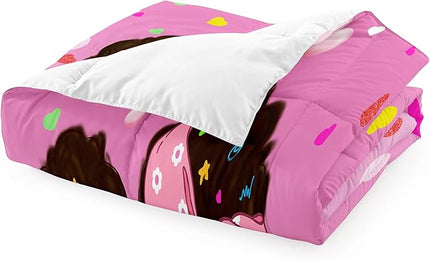 Black African American Girls Twin - Black Girls Comforter Set for Girls Bedroom Pink Princess Room Decor Kids Twin Bedding Sets for Girls, Twin (1 Comforter 1 Pillowcase) - LeafyLoom
