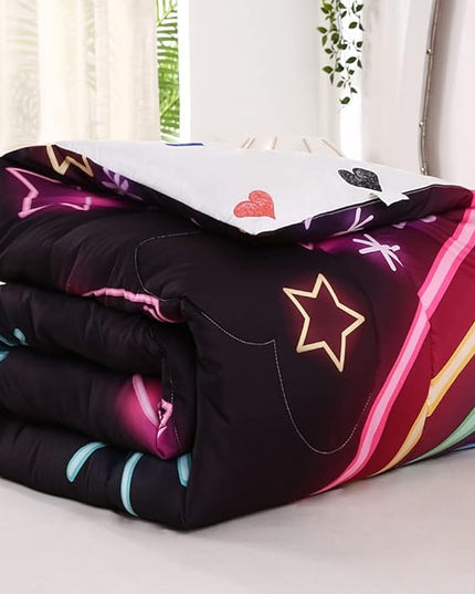 Cute Unicorn Comforter Sets Rainbow Soft Girls Comforter Sets 3pc Pink Flower Girl Unicorn Bedding Sets - LeafyLoom