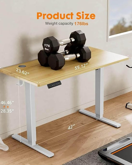 NicBex Home Office Desk 55'' x 23" Electric Height Adjustable Standing Desk Computer Desk Office Desk, Sit to Stand Ergonomic Computer Desk Adjustable Desk, Yellow - LeafyLoom