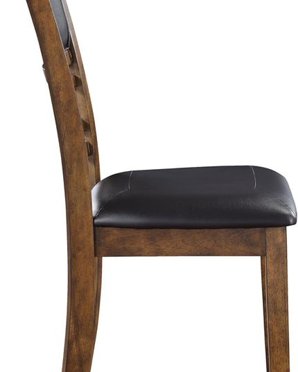 New Classic Furniture Gia Dining Chair (Set of Four), Black PU Upholstered Seat & Back Rest, Brown - LeafyLoom