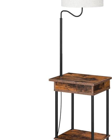 EDISHINE Floor Lamp with Table, Side Nightstand Light with 1 Drawer and 1 Shelf, Bedside Shelf Floor Lamp, Small End Table with Reading Lamp for Living Room Bedroom, Den - LeafyLoom