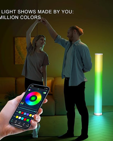 Led Floor Lamp, RGBIC Color Changing Modern Corner Lamp with Music Sync for Living Room Bedroom, 41'' Standing Lamp Mood Lighting Night light with APP Control - LeafyLoom