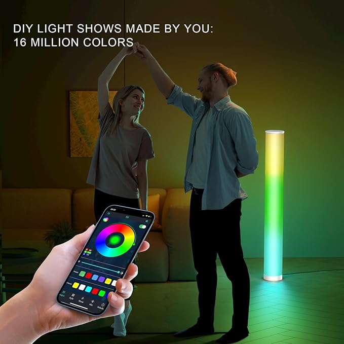 Led Floor Lamp, RGBIC Color Changing Modern Corner Lamp with Music Sync for Living Room Bedroom, 41'' Standing Lamp Mood Lighting Night light with APP Control - LeafyLoom