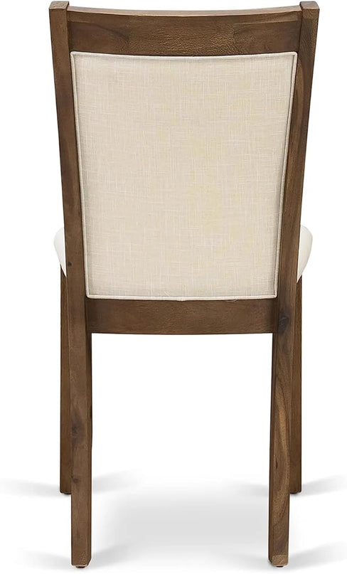 East West Furniture DLMZ5-AWA-32 Dublin 5 Piece Dining Room Furniture Set Includes a Round Kitchen Table with Dropleaf and 4 Parson Chairs, 42x42 Inch - LeafyLoom
