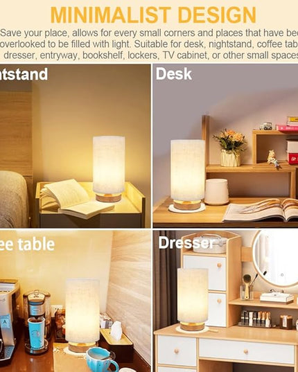 Table Lamp for Bedroom - Small Beside Touch Lamps for Night Stands Home Office - Minimalist Design Warm Light Mini Boho Lamp - Fits in Kids,Living,Nursey Room,College Dorm - Awesome Gift Choice - LeafyLoom