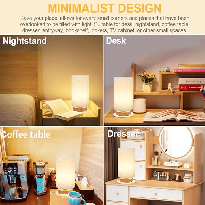Table Lamp for Bedroom - Small Beside Touch Lamps for Night Stands Home Office - Minimalist Design Warm Light Mini Boho Lamp - Fits in Kids,Living,Nursey Room,College Dorm - Awesome Gift Choice - LeafyLoom