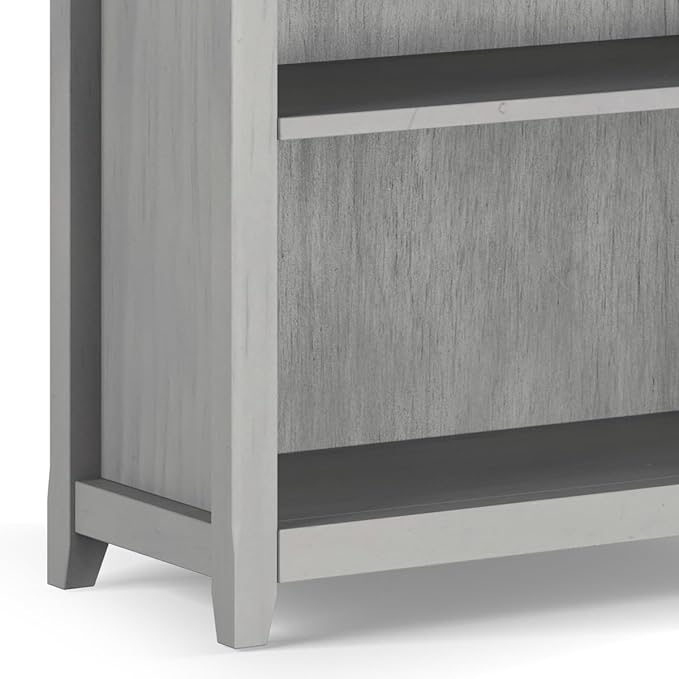 SIMPLIHOME Amherst SOLID WOOD 30 Inch Wide Transitional 5 Shelf Bookcase in Fog Grey, for The Living Room, Study Room and Office - LeafyLoom