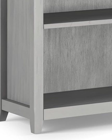 SIMPLIHOME Amherst SOLID WOOD 30 Inch Wide Transitional 5 Shelf Bookcase in Fog Grey, for The Living Room, Study Room and Office - LeafyLoom