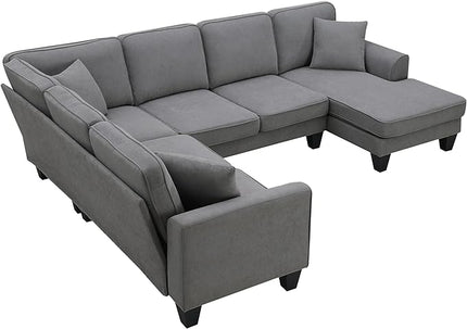 Sectional Couch-108 Modern U Shape Sectional Sofa, 7 Seat Modular Sectional Sofa with 3 Pillows, for Living Room, Apartment, Office - LeafyLoom
