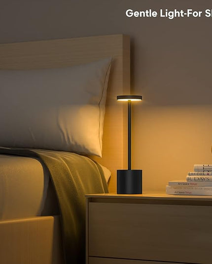 Cordless Table Lamp, 10.25in Rechargeable Portable Battery Operated Powered Desk Lamps Set of 2 Levels Dimmable Night Table Lights for Living Room Dining Restaurant Bar Garden Patio-Black - LeafyLoom