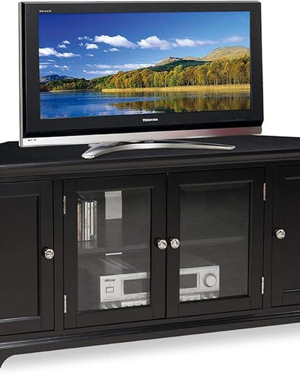 Leick Home 83386 Corner TV Stand with Enclosed Storage For 65" TV's, Black - LeafyLoom
