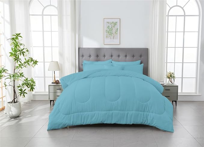 3 Piece Solid Color All Season Bedding Comforter Set Microfiber Soft Lightweight Bedding Set for Kids Teens Adults Room Decor with 1 Comforter and 2 Pillowcases Full - LeafyLoom