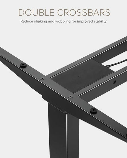 POUT TEKDEC Dual Motor 3-Stage Electric Adjustable Standing Computer Desk Base 24.4” - 51" Height for Home and Office (White) - LeafyLoom