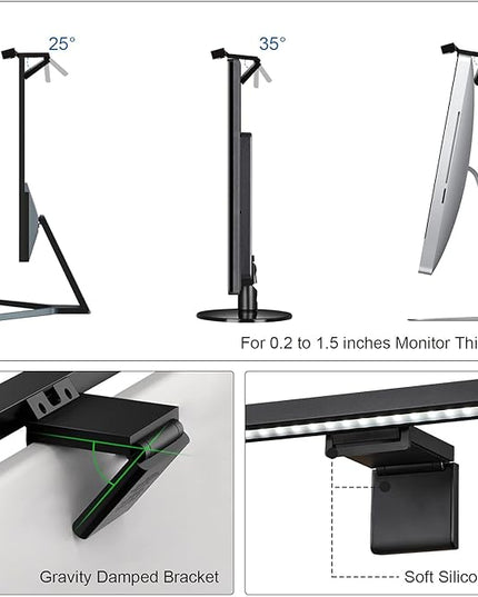 Computer Monitor Light Bar: Flat/Curved Monitor Screen Bar LED Lamp for Eye Caring/Space Saving 16.5 inch USB Powered Desk Lamp with Dimming for Home Office Gaming - LeafyLoom