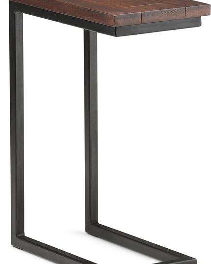 SIMPLIHOME Skyler SOLID MANGO WOOD and Metal 18 Inch Wide Rectangle C Side Table in Dark Cognac Brown, Fully Assembled, For the Living Room and Bedroom - LeafyLoom